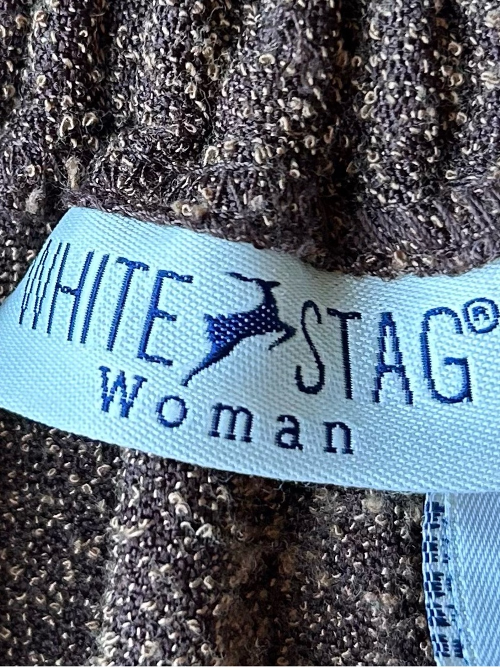 Y2K White Stag Brown Speckled Marled Knit Midi Skirt - Size 18W - Grunge Y2K - Picture 2 of 9